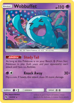 Wobbuffet card (Lost Thunder 93) with Blacephalon in the artwork