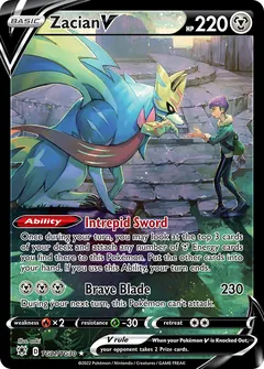 Zacian V card (Astral Radiance Trainer Gallery TG21) with Hop in the artwork