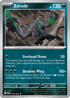 Zarude card (Pitch Black 56) with Mega Darkrai in the artwork